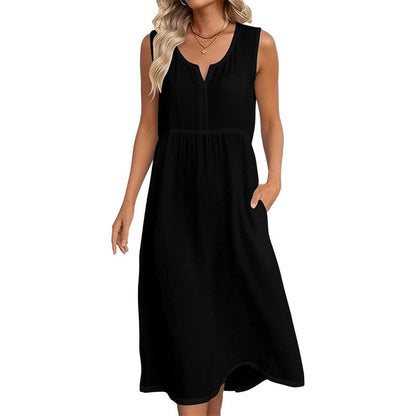 🌿Women Sleeveless Cotton Linen Dress
