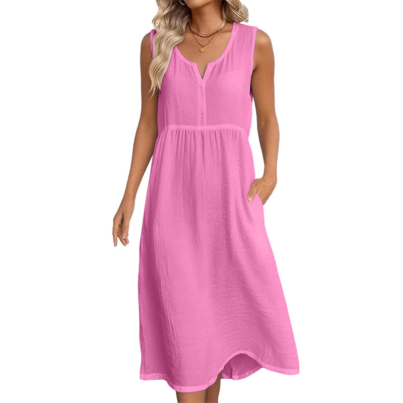 🌿Women Sleeveless Cotton Linen Dress