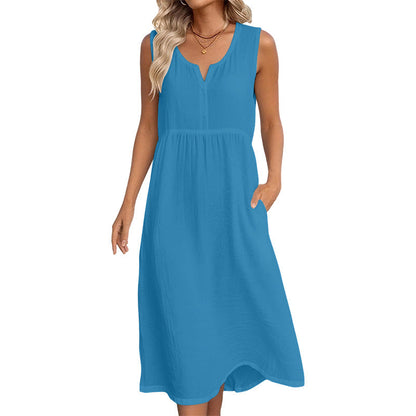 🌿Women Sleeveless Cotton Linen Dress