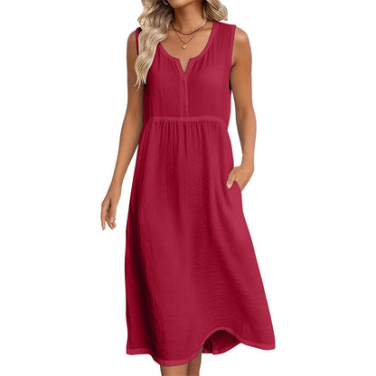 🌿Women Sleeveless Cotton Linen Dress