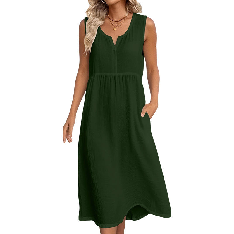 🌿Women Sleeveless Cotton Linen Dress