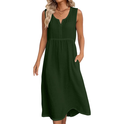 🌿Women Sleeveless Cotton Linen Dress
