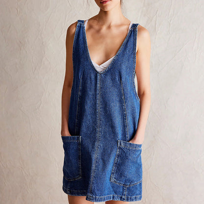 👗 Women's Fashion Denim Backless Dress