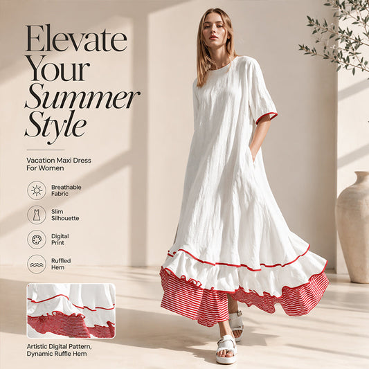 Women's Summer Tiered Ruffle Maxi Dress