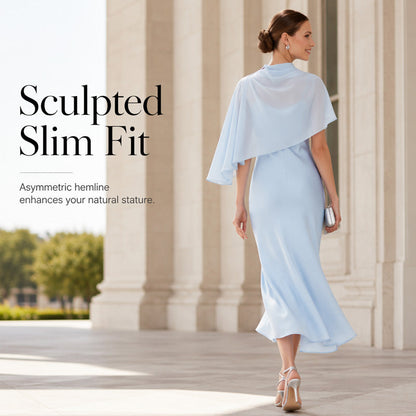 Women's Elegant Two Piece Dress Set with Cape