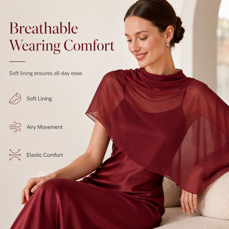 Women's Elegant Two Piece Dress Set with Cape