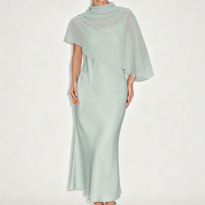 Women's Elegant Two Piece Dress Set with Cape