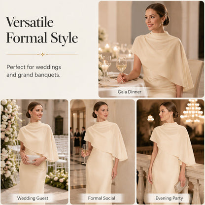 Women's Elegant Two Piece Dress Set with Cape
