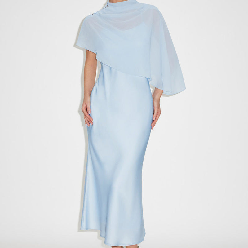 Women's Elegant Two Piece Dress Set with Cape