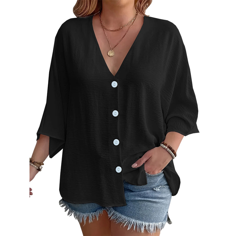 ⌛Limited-Time Offer-Women’s V-Neck Button Up Cardigan Casual Shirt