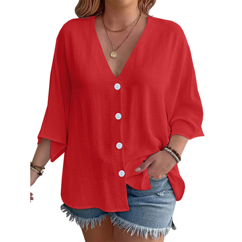 ⌛Limited-Time Offer-Women’s V-Neck Button Up Cardigan Casual Shirt