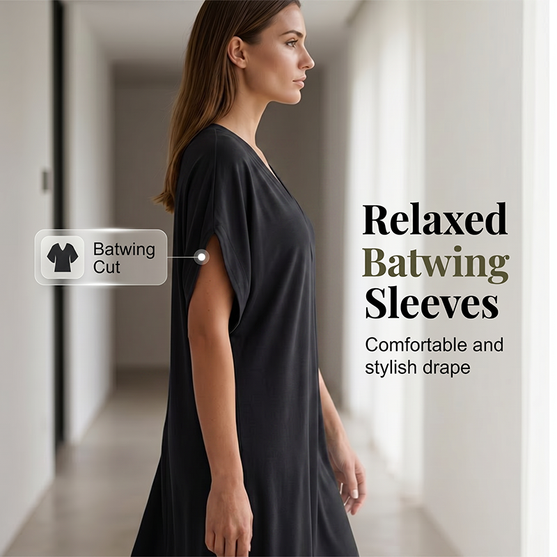 Women's Summer V-Neck Batwing Sleeve Dress