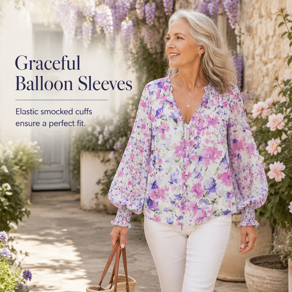 🍁Fall Collection Launch Sale-Women's Summer Floral Print V-Neck T-Shirt