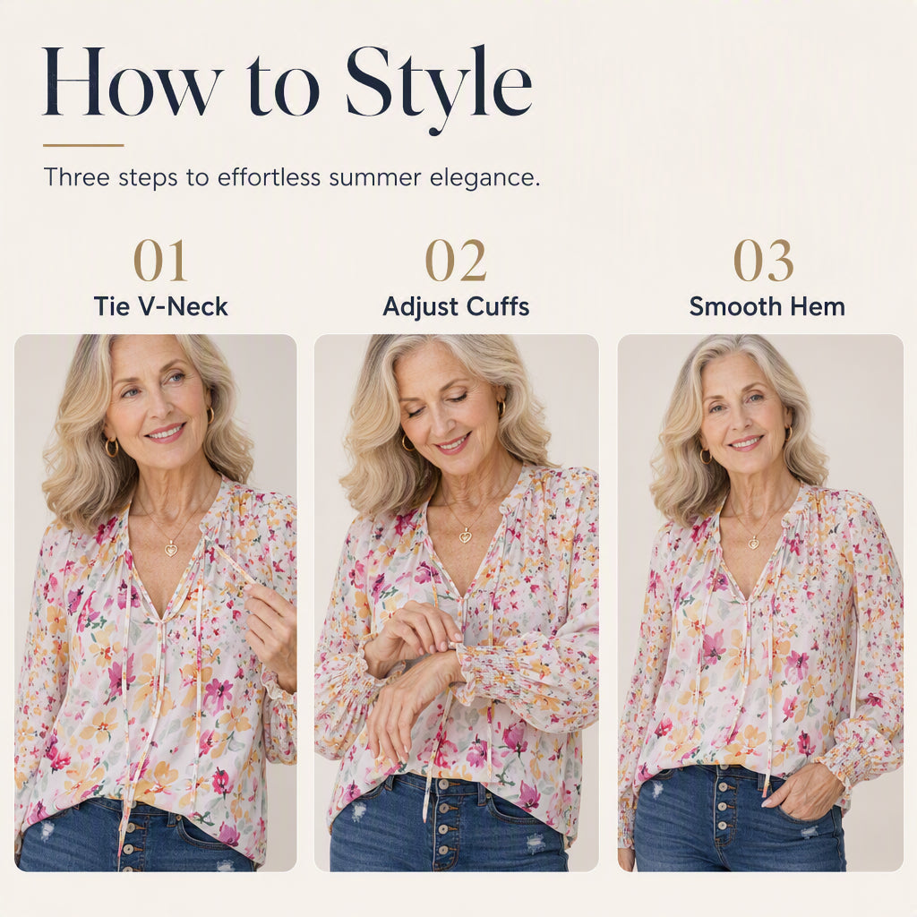 🍁Fall Collection Launch Sale-Women's Summer Floral Print V-Neck T-Shirt