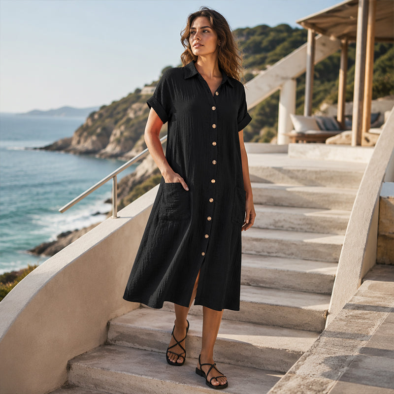 ⌛Limited-Time Offer-Women's Short Sleeve Shirt Dress