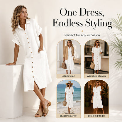 ⌛Limited-Time Offer-Women's Short Sleeve Shirt Dress