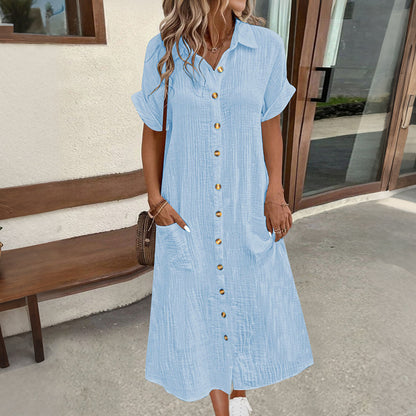 ⌛Limited-Time Offer-Women's Short Sleeve Shirt Dress
