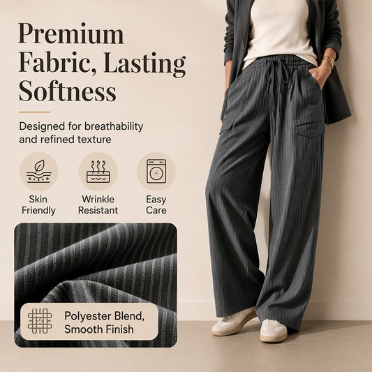 ⌛Limited-Time Offer-Women's Ribbed Drawstring Straight-Leg Trousers