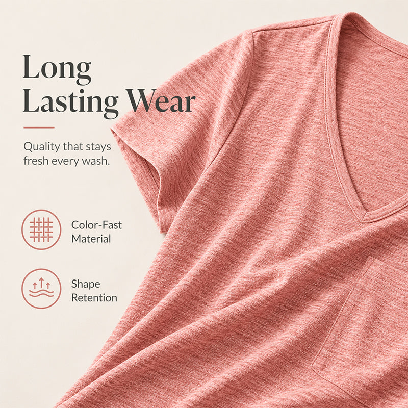 Women's V-Neck Casual Mid-Length Loose Fit Top