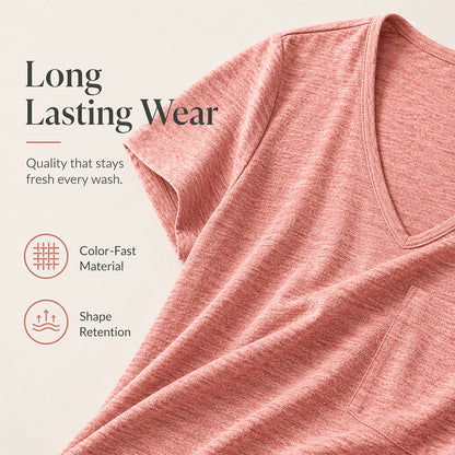 Women's V-Neck Casual Mid-Length Loose Fit Top