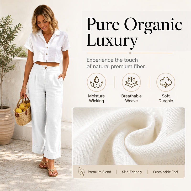 Must-Have🔥👖 Lightweight Linen Blend Pants – Easy Drape & Classic Straight Leg for Work or Weekend