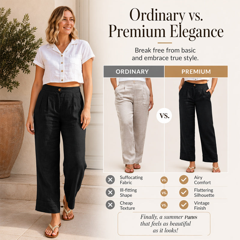Must-Have🔥👖 Lightweight Linen Blend Pants – Easy Drape & Classic Straight Leg for Work or Weekend