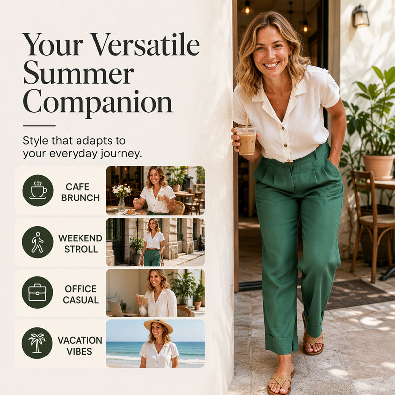 Must-Have🔥👖 Lightweight Linen Blend Pants – Easy Drape & Classic Straight Leg for Work or Weekend