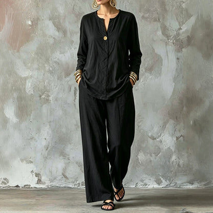 ⌛Limited-Time Offer-Women's Casual Shirt & Wide Leg Pants Set