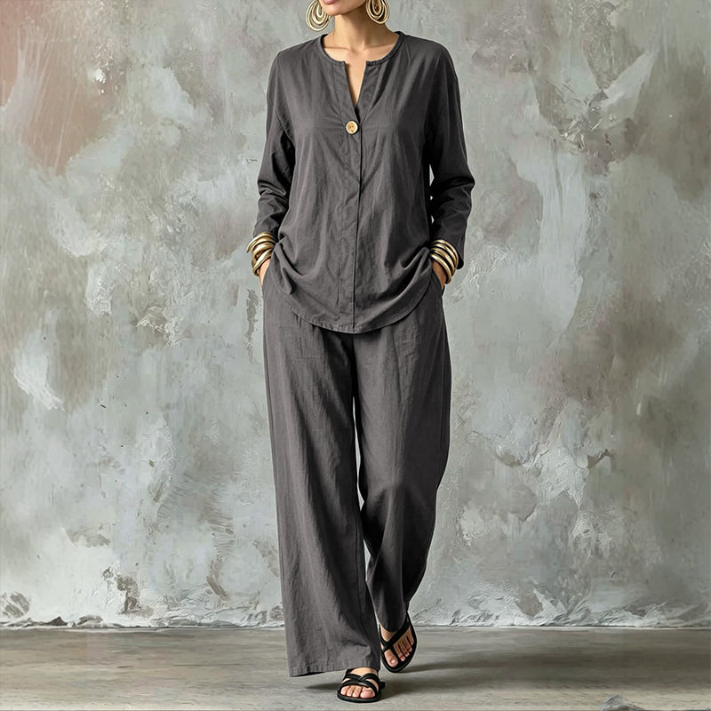 ⌛Limited-Time Offer-Women's Casual Shirt & Wide Leg Pants Set