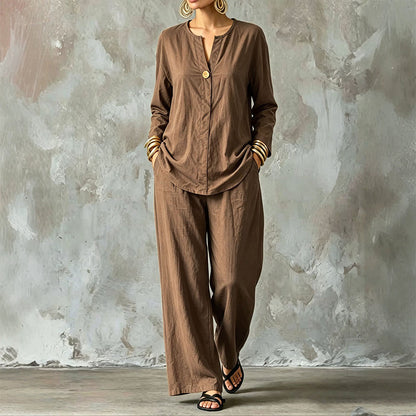 ⌛Limited-Time Offer-Women's Casual Shirt & Wide Leg Pants Set