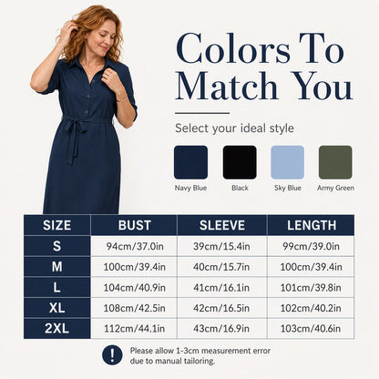 Women's 3/4 Sleeve Shirt Dress with Belt