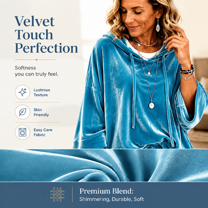 Women's Loose-Fit Velvet Drawstring Pullover Sweatshirt