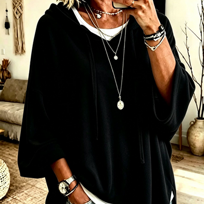Women's Loose-Fit Velvet Drawstring Pullover Sweatshirt