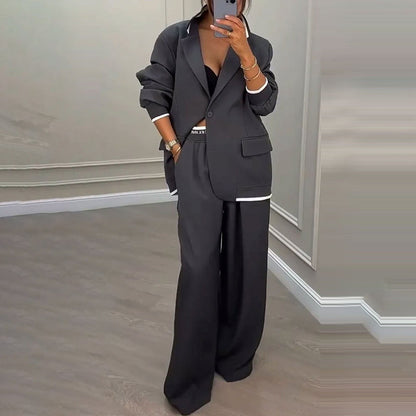 ✨🛍️Fresh Drop - Blazer & Wide-Leg Pant Suit – Clean Lines & Breezy Comfort for Confident All-Day Wear