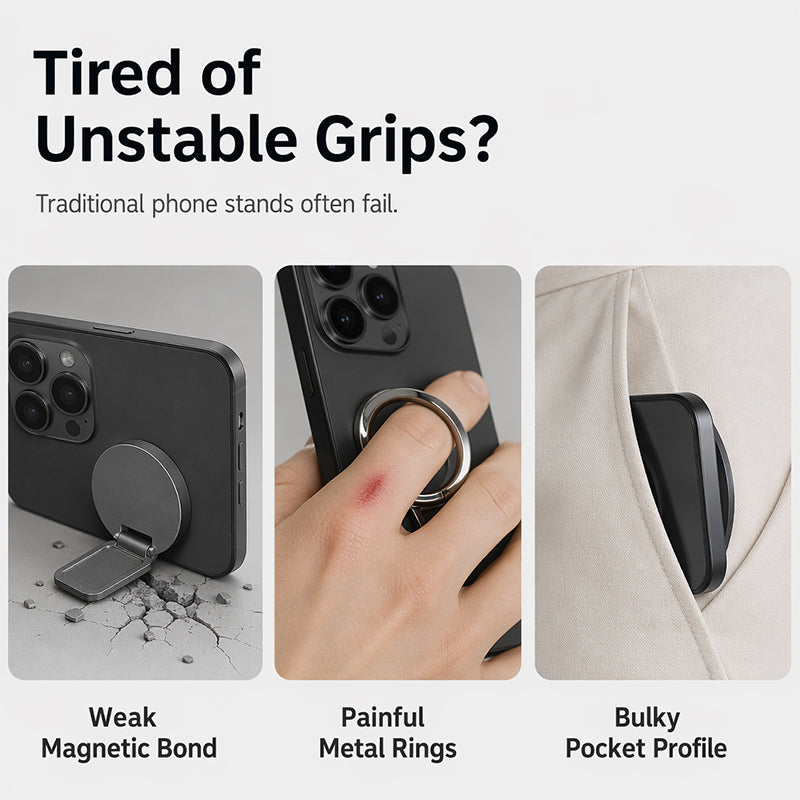 Magnetic Phone Ring Holder with Finger Strap