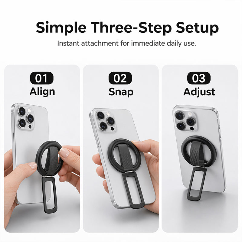 Magnetic Phone Ring Holder with Finger Strap