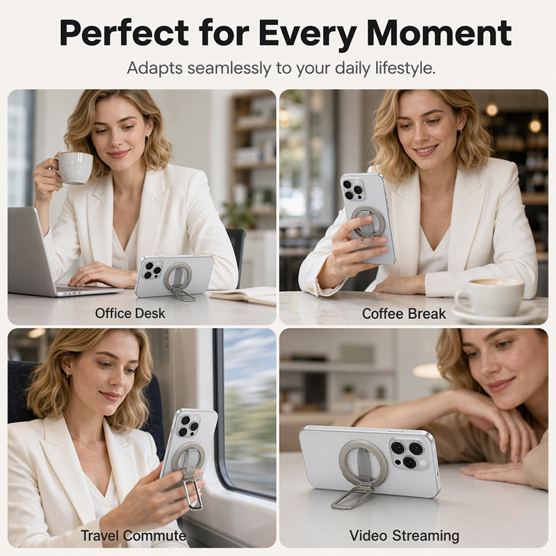 Magnetic Phone Ring Holder with Finger Strap