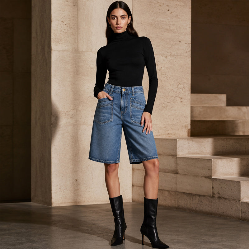 ⌛Limited-time offer-Women's Classic Straight-Leg Denim Crop Pants