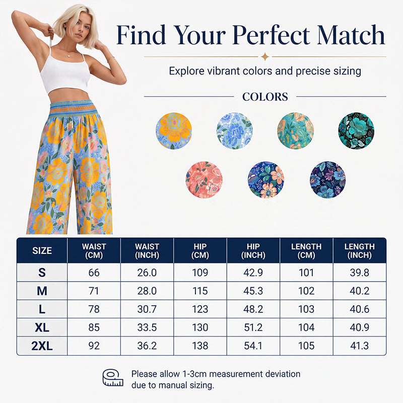 Women's Floral Print High-Waisted Wide-Leg Pants