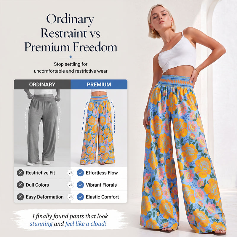 Women's Floral Print High-Waisted Wide-Leg Pants