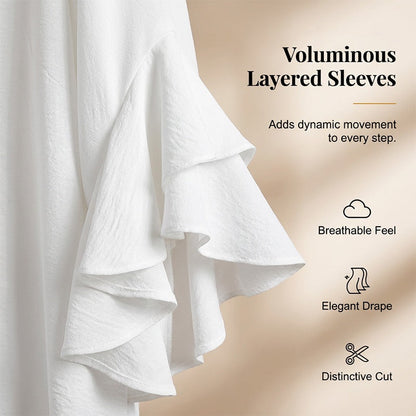 Women's Ruffle Sleeve Notch V-Neck Top