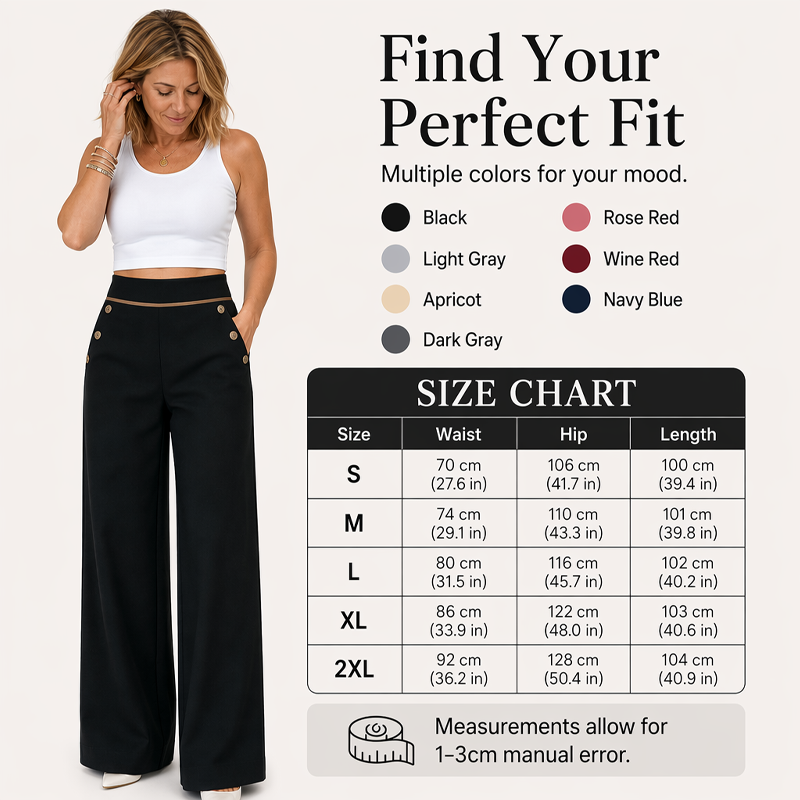 Must-Have🔥👖 Contrast-Trim Wide-Leg Pants – legant Drape & Flattering High-Rise