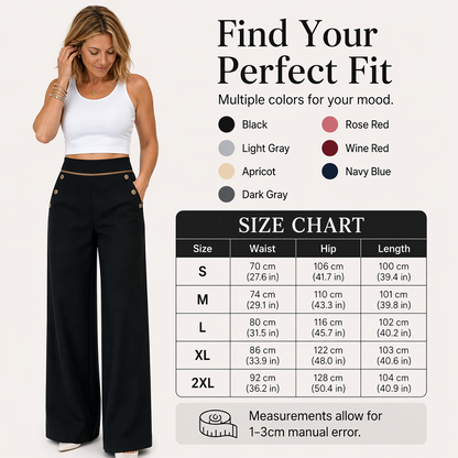 Must-Have🔥👖 Contrast-Trim Wide-Leg Pants – legant Drape & Flattering High-Rise
