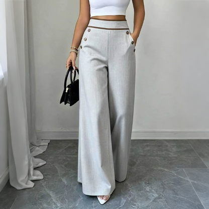 Must-Have🔥👖 Contrast-Trim Wide-Leg Pants – legant Drape & Flattering High-Rise