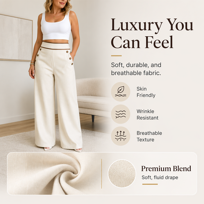 Must-Have🔥👖 Contrast-Trim Wide-Leg Pants – legant Drape & Flattering High-Rise
