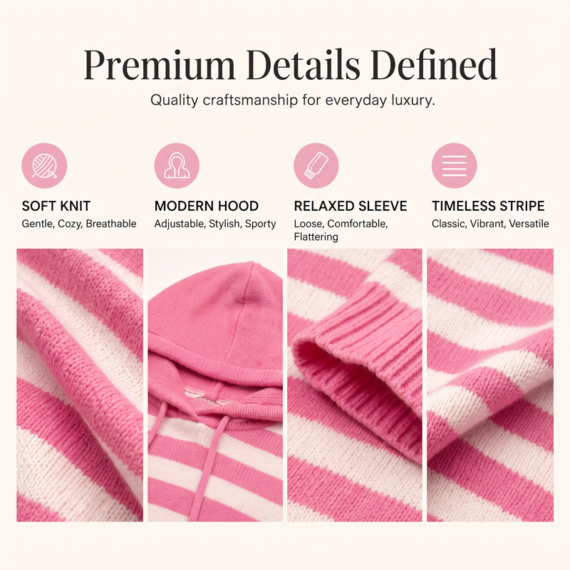 ✨🛍️Fresh Drop - Casual Hooded Pullover with Stripes – Easy Style for Coffee Runs or Relaxed Days