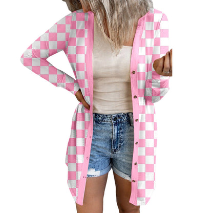 ⌛Limited-Time Offer-Women's Long Sleeve Plaid Knit Cardigan