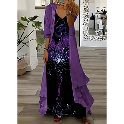 Trending Now⭐Elegant Maxi Dress with Sheer Cover-Up🍃Lightweight Fabric & Graceful Maxi Length for Everyday Elegance