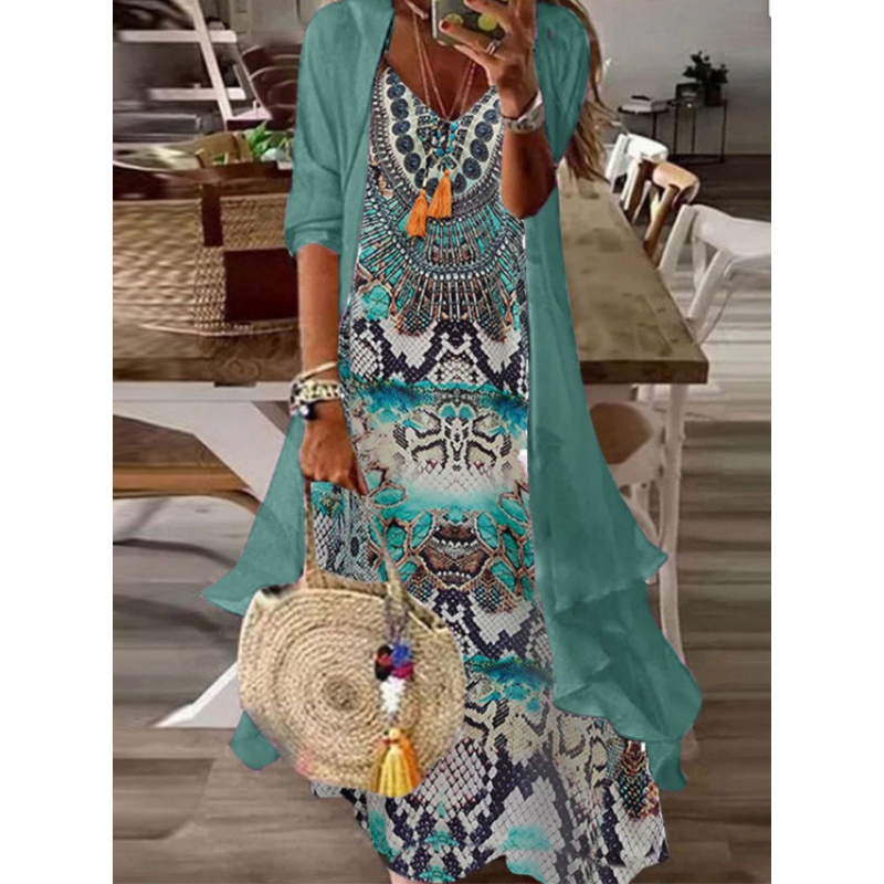 Trending Now⭐Elegant Maxi Dress with Sheer Cover-Up🍃Lightweight Fabric & Graceful Maxi Length for Everyday Elegance