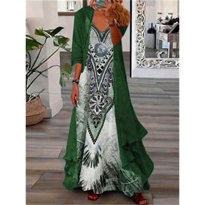 Trending Now⭐Elegant Maxi Dress with Sheer Cover-Up🍃Lightweight Fabric & Graceful Maxi Length for Everyday Elegance